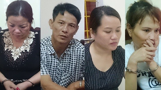 Từ trái sang: Hoàng Thị Ngoan, Hoàng Mậu Tuấn, Trần Thị  Tâm, Đinh Thị Tuyết Minh