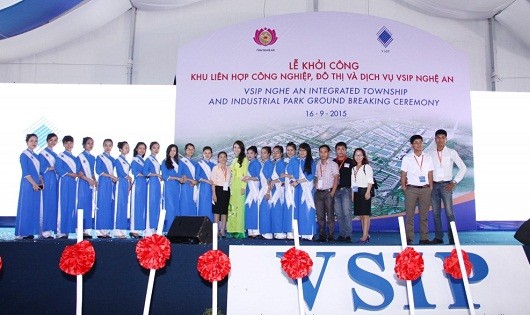 Dự án VSIP Nghệ An khởi công tháng 9/2015, với tổng đầu tư giai đoạn 1 khoảng 76,4 triệu USD