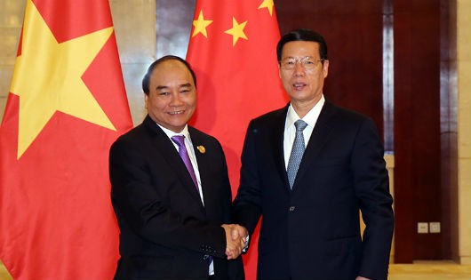 Thủ tướng Chính phủ Nguyễn Xuân Phúc và Phó Thủ tướng Quốc vụ viện nước CHND Trung Hoa Trương Cao Lệ