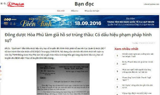 Cty Đông Dược Hòa Phú làm giả hồ sơ dự thầu: Đã được cảnh báo trước?