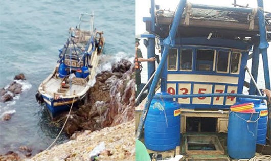Tàu cá bị nạn tại khu vực xã An Sơn, huyện Kiên Hải (Kiên Giang) được Bộ đội Biên phòng Nam Du phát hiện
