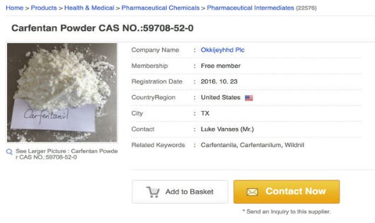 Carfentanil có thể dễ dàng mua qua mạng từ Trung Quốc.  Ảnh: AP