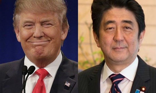 Tổng thống Mỹ đắc cử Donald Trump (trái) và Thủ tướng Nhật Shinzo Abe
