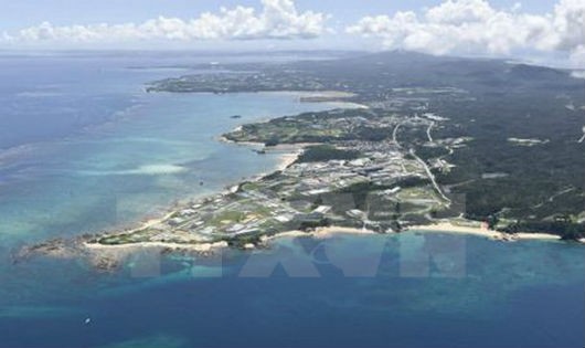 Bờ biển Henoko thuộc quần đảo cực Nam Okinawa, khu vực nằm trong kế hoạch tái bố trí căn cứ không quân Mỹ tháng 6/2016. (Nguồn: Kyodo/TTXVN)