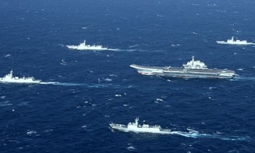 Hải quân Trung Quốc tập trận ở Biển Đông hồi tháng một. Ảnh: AFP/VnE