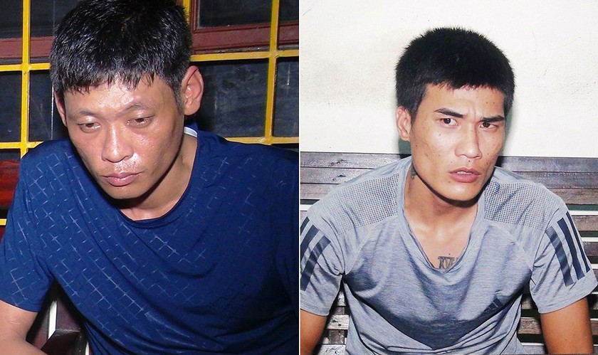 “Trùm” ma túy mang 3 tiền án Võ Ngọc Anh (trái) và đệ tử thân cận Huỳnh Hùng