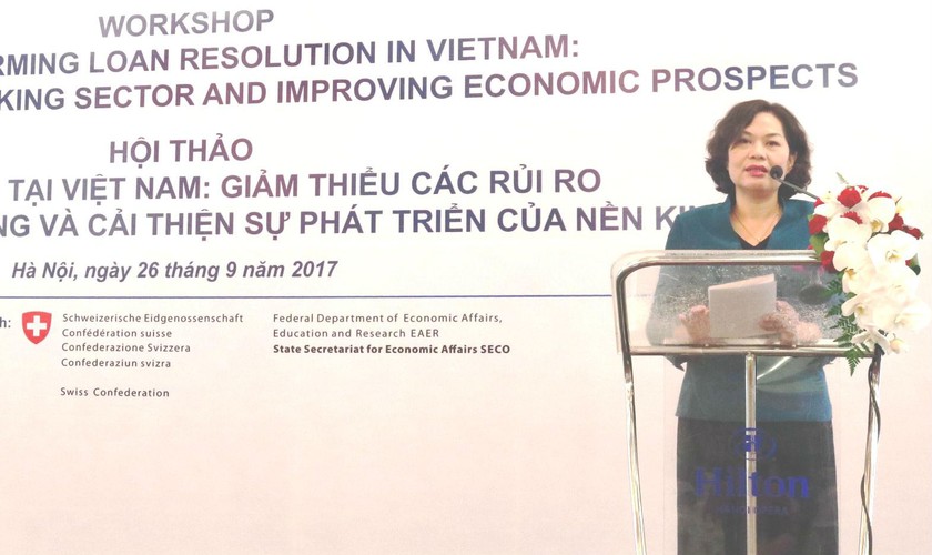 Phó Thống đốc Nguyễn Thị Hồng phát biểu tại hội thảo