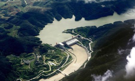 Đập thủy điện Cảnh Hồng trên sông Mekong đoạn qua tỉnh Vân Nam, Trung Quốc.  Ảnh: Chiangrai Times