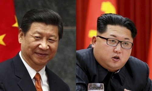 Chủ tịch Trung Quốc Tập Cận Bình (trái) và nhà lãnh đạo Triều Tiên Kim Jong-un. Ảnh: Reuters/VnExpress