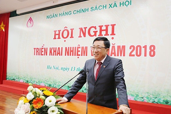 Tổng Giám đốc NHCSXH Dương Quyết Thắng phát biểu chỉ đạo Hội nghị triển khai nhiệm vụ năm 2018
