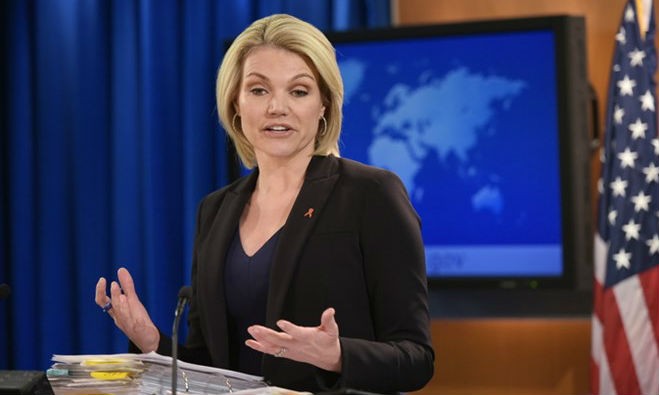 Người phát ngôn của Bộ Ngoại giao Mỹ Heather Nauert. (Ảnh: AFP/TTXVN)