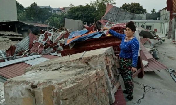 Công trình xây dựng của gia đình bà Ngọc bị UBND xã Liên Ninh cưỡng chế vào ngày 24/1