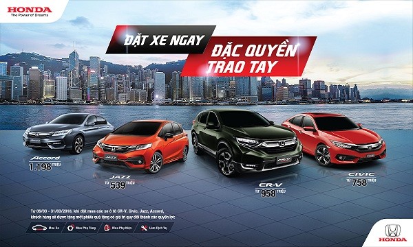 Honda Việt Nam chính thức công bố Giá bán lẻ đề xuất các mẫu ôtô nhập khẩu nguyên chiếc từ Thái Lan