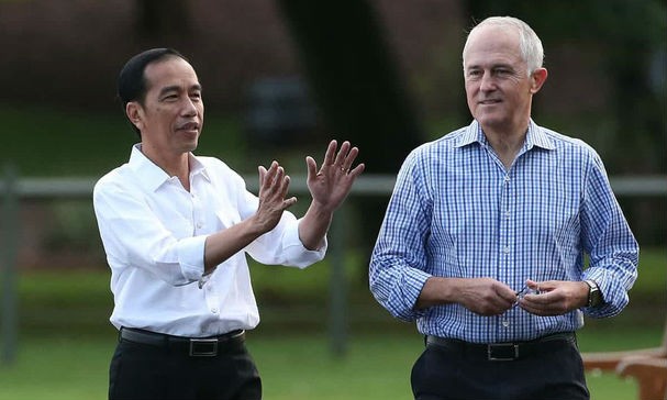 Tổng thống Indonesia Joko Widodo (trái) và Thủ tướng Australia Malcolm Turnbull (Ảnh: EPA/Dân trí)