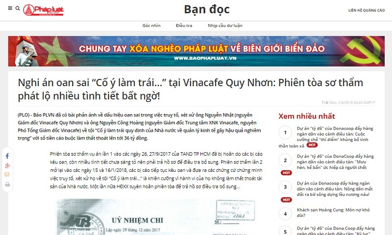 Tiếp nghi án oan sai tại Vinacafe Quy Nhơn: Không gây thất thoát tài sản thì không thể buộc tội “Cố ý làm trái…”