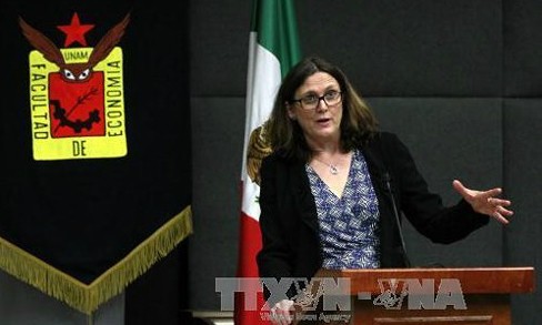 Bà Cecilia Malmstrom, Ủy viên phụ trách thương mại của Liên minh châu Âu. Ảnh: EPA/TTXVN.