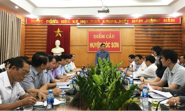 Phó Bí thư Thành ủy Hà Nội Đào Đức Toàn phát biểu chỉ đạo tại cuộc làm việc với huyện Sóc Sơn. Ảnh KTĐT