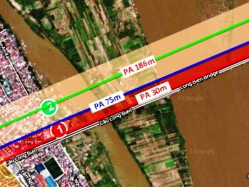 Các phương án vị trí cầu vượt sông Hồng thuộc tuyến đường sắt đô thị Yên Viên - Ngọc Hồi. Ảnh ANTĐ