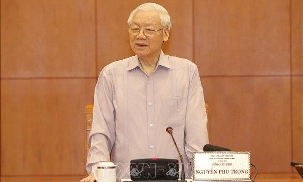 Tổng Bí thư, Chủ tịch nước Nguyễn Phú Trọng phát biểu tại phiên họp. Ảnh TTXVN