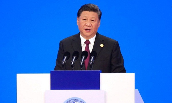 Chủ tịch Tập Cận Bình phát biểu trong lễ khai mạc Hội chợ Nhập khẩu Quốc tế Trung Quốc diễn ra tại Thượng Hải vào ngày 5/11. Ảnh: AP