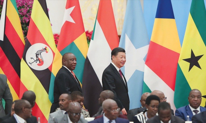 Chủ tịch Trung Quốc Tập Cận Bình và Tổng thống Nam Phi Cyril Ramaphosa tại diễn đàn về hợp tác giữa Trung Quốc và các nước châu Phi ở Bắc Kinh