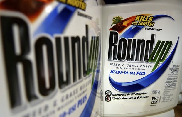 Nhãn hàng thuốc diệt cỏ Roundup của Monsanto. Ảnh: Reuters
