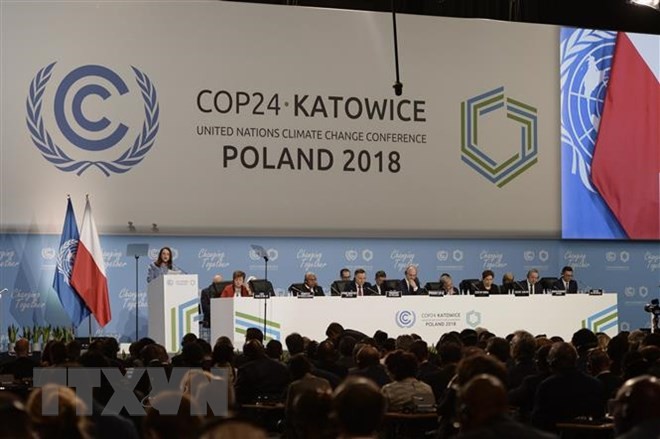 Toàn cảnh Hội nghị của Liên hợp quốc về biến đổi khí hậu lần thứ 24 (COP 24) tại Katowice (Ba Lan) ngày 3/12/2018. (Ảnh: THX/TTXVN)