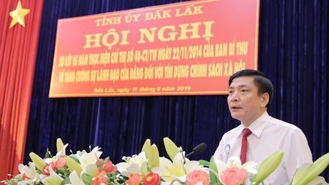 Bí thư Tỉnh ủy Đắk Lắk Bùi Văn Cường phát biểu tại Hội nghị