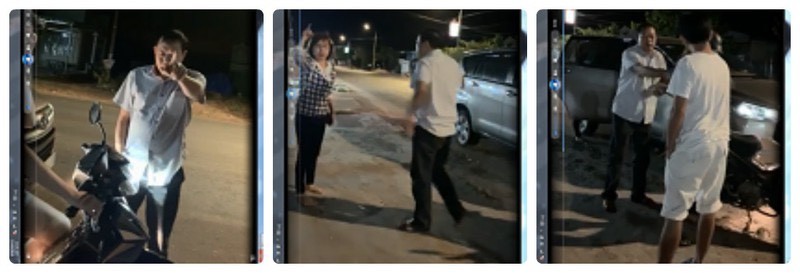 Hình ảnh vợ chồng ông Diên – bà Huấn chửi bới, đòi nợ giữa đường (hình ảnh cắt từ clip bạn đọc cung cấp)