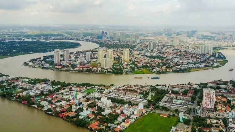 Đoạn sông Sài Gòn chảy qua phường Thảo Điền, quận 2. Ảnh: Quỳnh Trần/VnE