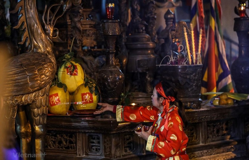 Hình ảnh tại lễ khai ấn Đền Trần năm 2019. (Ảnh: PV/Vietnam+)
