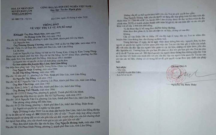 Các văn bản tố tụng mà luật sư Nguyễn Cao Hùng cho rằng được ban hành không đúng quy định