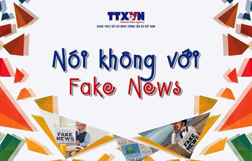 Tờ rơi Nói không với Fake News. (Nguồn: Vietnam+)
