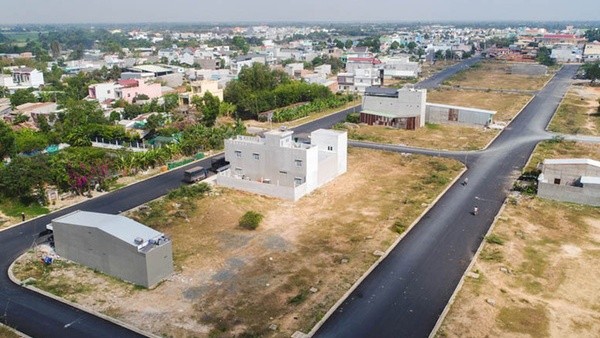 Một góc dự án Khu dân cư đô thị Sân bay tại thị xã Kiến Tường.