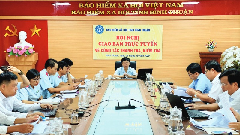 BHXH Bình Thuận họp giao ban trực tuyến về công tác thanh kiểm tra.