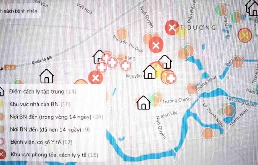 Ảnh minh họa Bản đồ thông tin dịch tễ COVID-19 của tỉnh Vĩnh Phúc. (Ảnh: TTXVN)