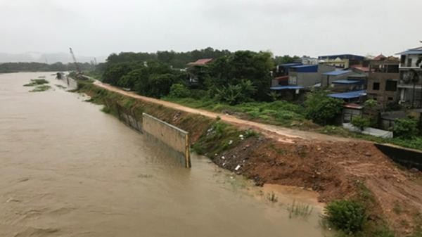 Một đoạn đê thuộc dự án xây dựng cấp bách hệ thống chống lũ lụt sông Cầu. 