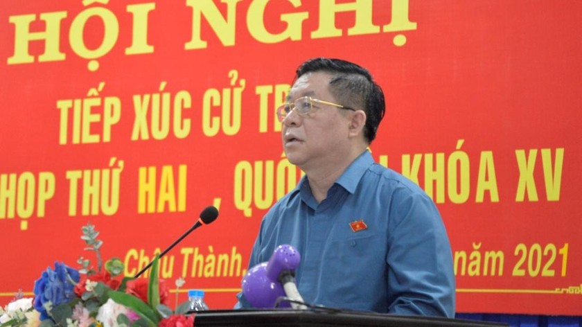 Bí thư Trung ương Đảng, Trưởng ban Tuyên giáo Trung ương Nguyễn Trọng Nghĩa tại buổi tiếp xúc cử tri.