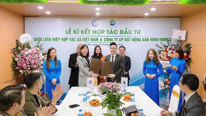 Lễ ký kết hợp tác đầu tư giữa Liên hiệp Hợp tác xã Việt Nam và Công ty cổ phần bất động sản Won Homes.