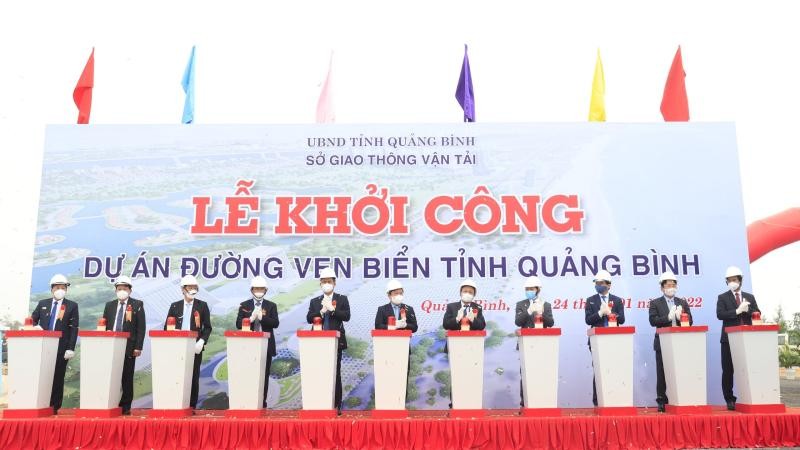 Lễ khởi công dự án đường ven biển Quảng Bình do Sở GTVT tổ chức hôm 24/1/2022.