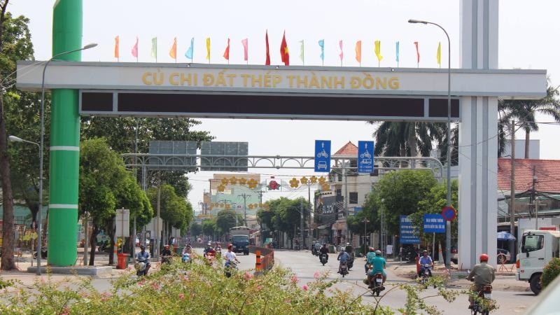 Cổng chào vào khu vực trung tâm huyện Củ Chi.
