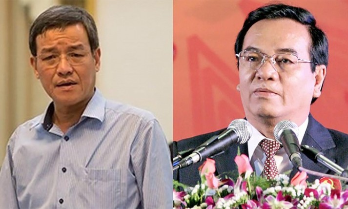 Cựu Bí thư Tỉnh ủy Đồng Nai Trần Đình Thành (bìa phải) và cựu Chủ tịch UBND tỉnh Đồng Nai Đinh Quốc Thái trước thời điểm bị bắt tạm giam. (Ảnh CAND)