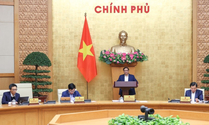 Thủ tướng Phạm Minh Chính chủ trì và phát biểu chỉ đạo phiên họp Chính phủ thường kỳ chuyên đề xây dựng pháp luật tháng 12/2022.