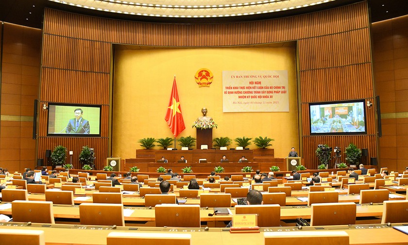 Hội nghị triển khai thực hiện Kết luận của Bộ Chính trị về định hướng chương trình xây dựng pháp luật nhiệm kỳ QH Khóa XV. 