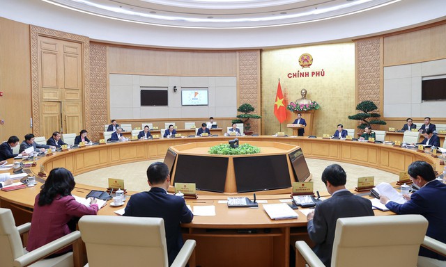 Thủ tướng Chính phủ chủ trì phiên họp Chính phủ chuyên đề xây dựng pháp luật tháng 4 năm 2023. Ảnh VGP