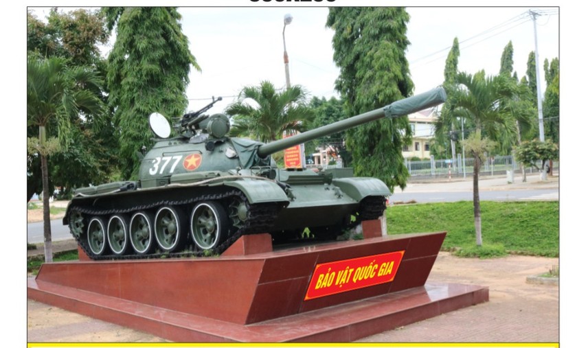 Xe tăng 377 tại Khu di tích Đắk Tô - Tân Cảnh , Kon Tum. (Ảnh Ban Liên lạc cựu chiến binh Lữ đoàn 273)
