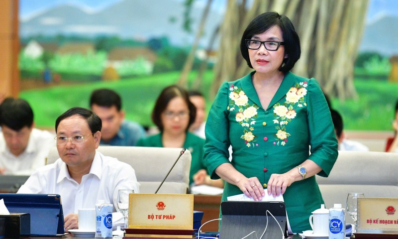 Thứ trưởng Bộ Tư pháp Đặng Hoàng Oanh phát biểu tại phiên họp.