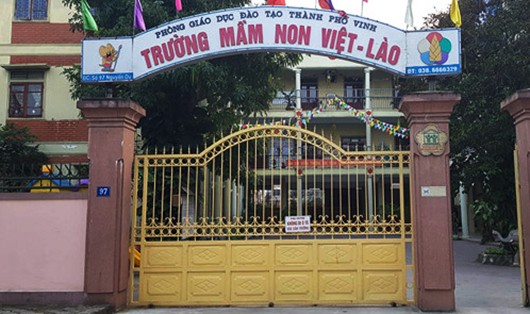 Trường mầm non Việt Lào nơi xảy ra sự việc.