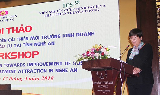 Bà Jehanne Roccas - Đại sứ Vương quốc Bỉ tại Việt Nam phát biểu tại hội thảo