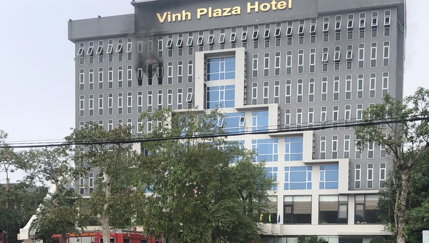Đám cháy xuất hiện tại tầng 7 khách sạn Vinhplaza 